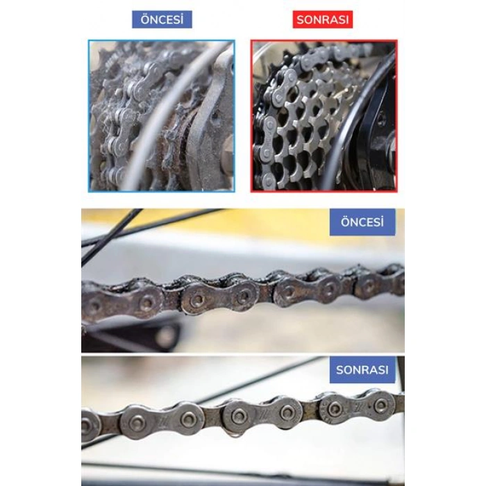 TUFEYO Bisiklet Zincir Dişlisi Koruyucu Pas Sökücü Temizleme Fırçası Aparatı Bakım Seti 4 Parça