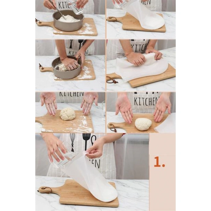 TUFEYO Büyük  Hamur Torbası  Silikon Şeffaf Hamur Yoğurma Torbası Ekmek Makarna Mantı  Hamuru Kolay