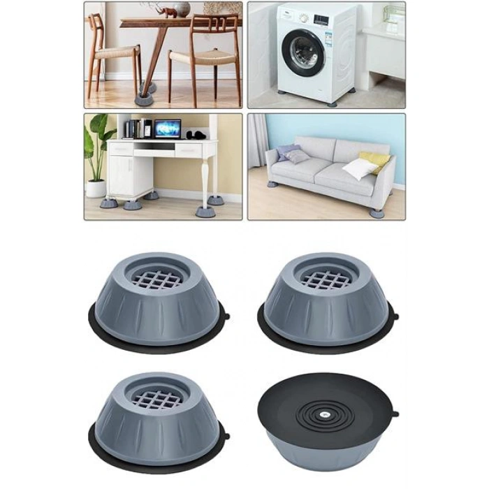 TUFEYO Çamaşır Makinesi Sarsıntı Titreşim Ses Önleyici Kaydırmaz Ayak 4lü Set
