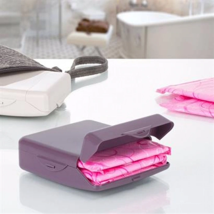 TUFEYO Çanta İçi Hijyenik Gizli Kilit Kapaklı Ped Saklama Taşıma Kutusu