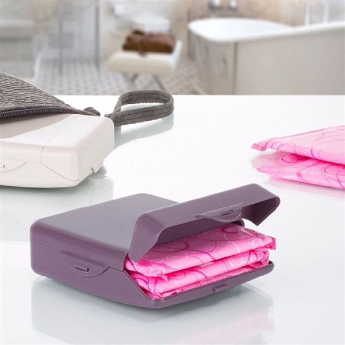 TUFEYO Çanta İçi Hijyenik Gizli Kilit Kapaklı Ped Saklama Taşıma Kutusu