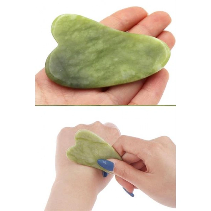 TUFEYO Çift Taraflı 2li Cilt Yüz Masaj Aleti Jade Roller Yeşim  Taşı Seti