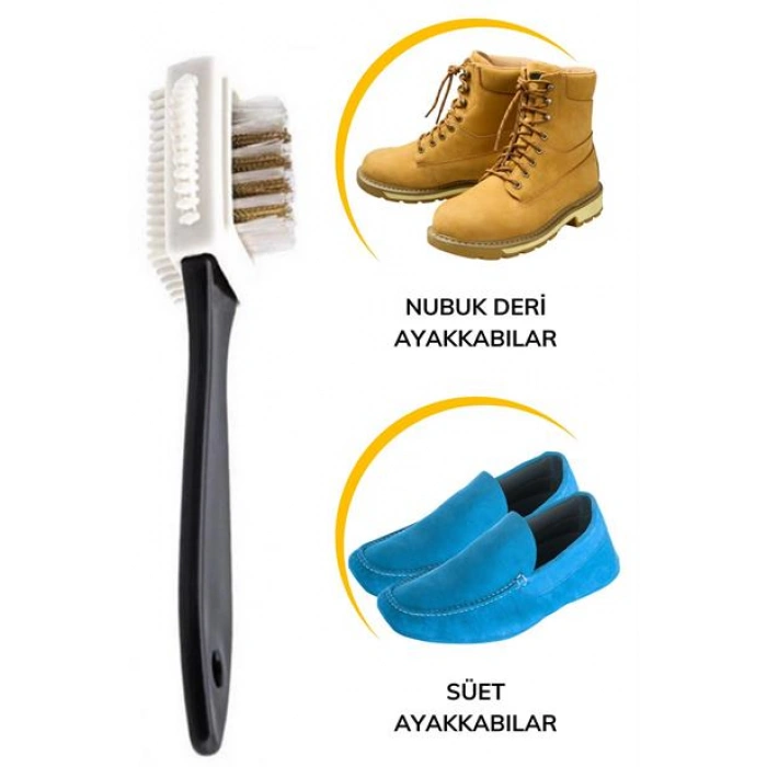 TUFEYO Çift Taraflı Pratik Taşınabilir Süet Nubuk Deri Çizme Bot Ayakkabı Temizleme Bakım Fırçası