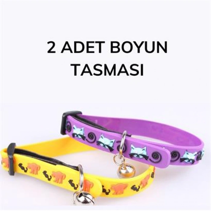 TUFEYO Çıngıraklı Zilli Sevimli Renkli Slikon Kedi Köpek Boyun Tasması
