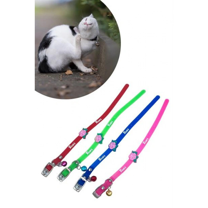 TUFEYO Çıngıraklı Zilli Sevimli Renkli Slikon Kedi Köpek Boyun Tasması