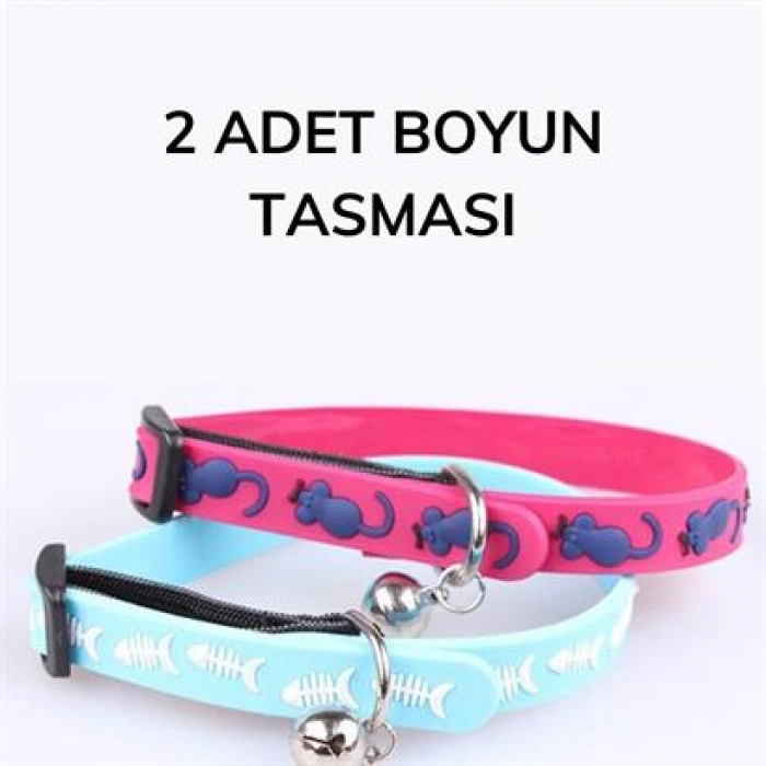 TUFEYO Çıngıraklı Zilli Sevimli Renkli Slikon Kedi Köpek Boyun Tasması