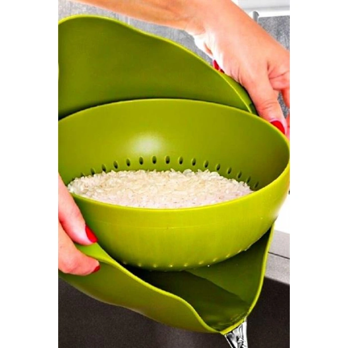 TUFEYO Çok Amaçlı 360 Derece Dönebilir Pratik Hazneli Mutfak Süzgeç Elek