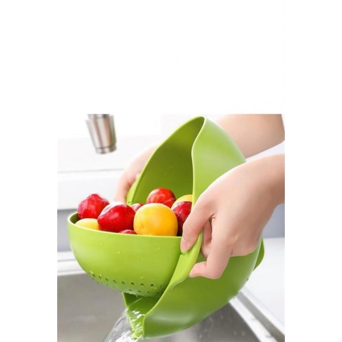 TUFEYO Çok Amaçlı 360 Derece Dönebilir Pratik Hazneli Mutfak Süzgeç Elek