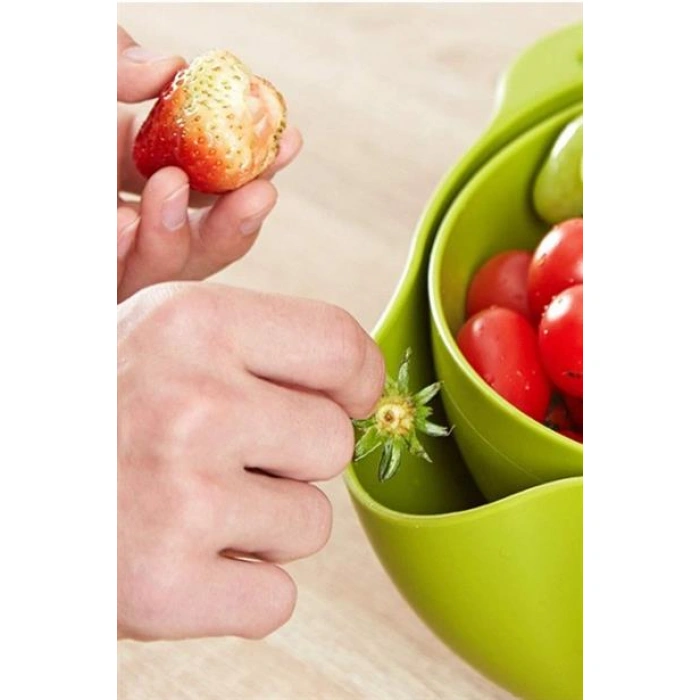 TUFEYO Çok Amaçlı 360 Derece Dönebilir Pratik Hazneli Mutfak Süzgeç Elek