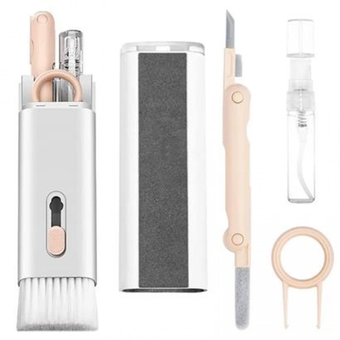 TUFEYO Çok Fonksiyonlu TV Bilgisayar Ekranı Kulaklık Fırçalı Spreyli Elektronik Temizlik Seti