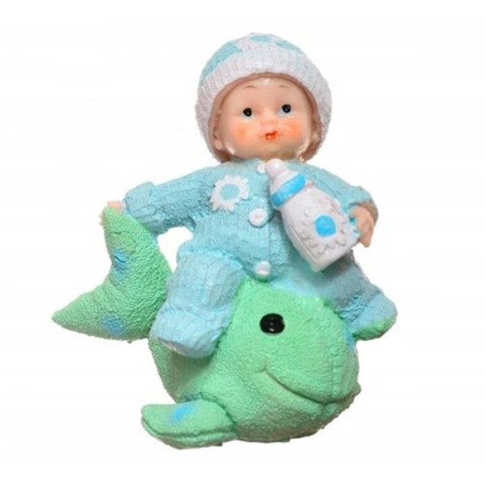 TUFEYO Decotown Hediyelik Sevimli Mavi Bebek Biblo Polyester Süs Eşyası