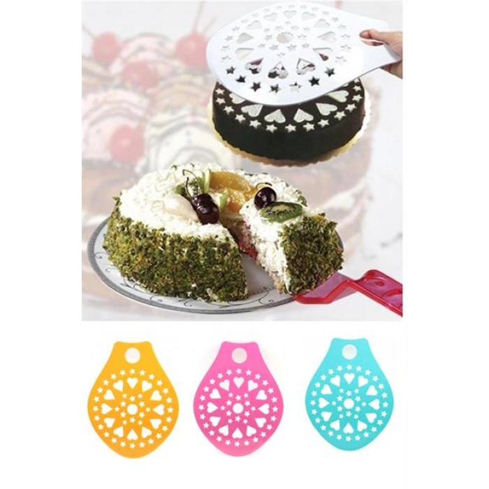 TUFEYO Dekoratif Desenli Pasta Süsleme Şablonu ve Pasta Taşıma Aleti