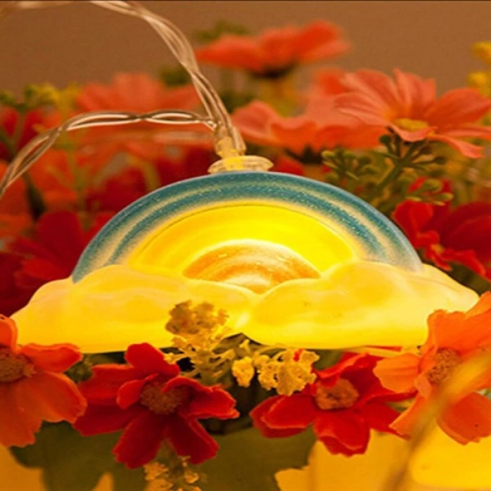 TUFEYO Dekoratif Şirin Gökkuşağı Pilli İp Şerit Led Işık Gece Lambası