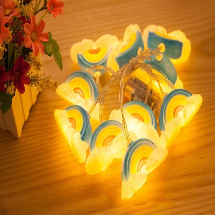 TUFEYO Dekoratif Şirin Gökkuşağı Pilli İp Şerit Led Işık Gece Lambası