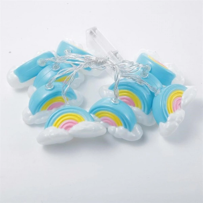 TUFEYO Dekoratif Şirin Gökkuşağı Pilli İp Şerit Led Işık Gece Lambası