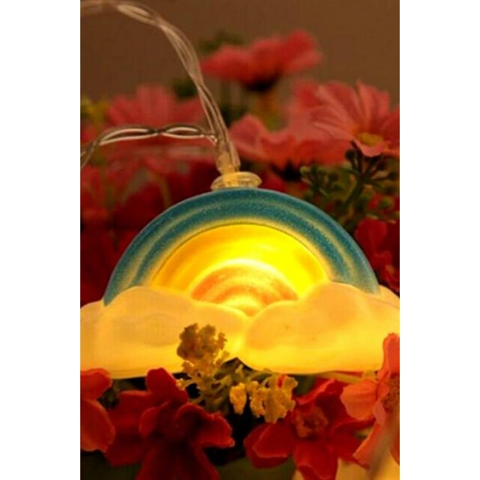 TUFEYO Dekoratif Şirin Gökkuşağı Pilli İp Şerit Led Işık Gece Lambası