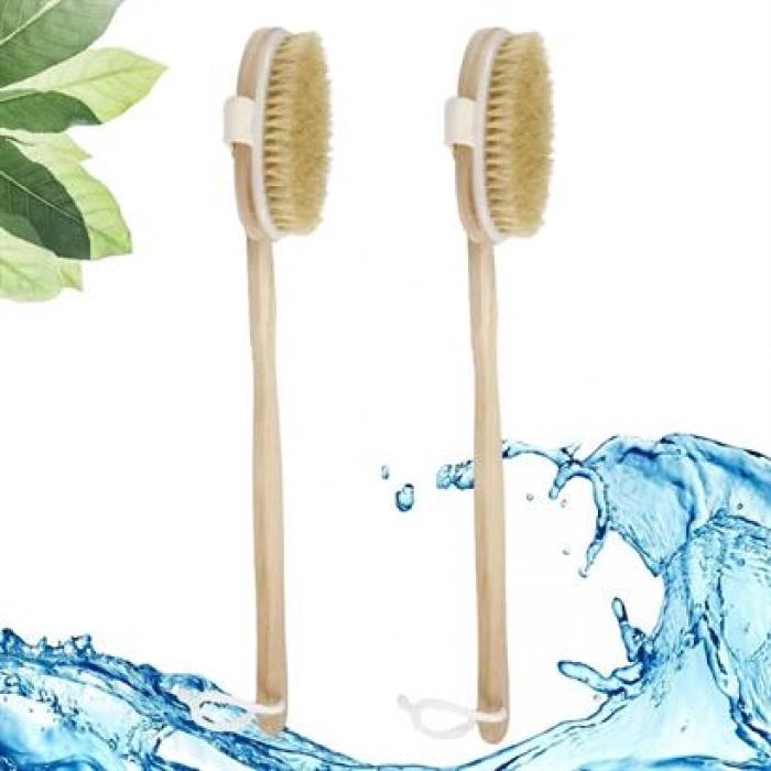 TUFEYO Doğal At Kılı Selülit Karşıtı Sapı Çıkabilen Ahşap Banyo Fırçası