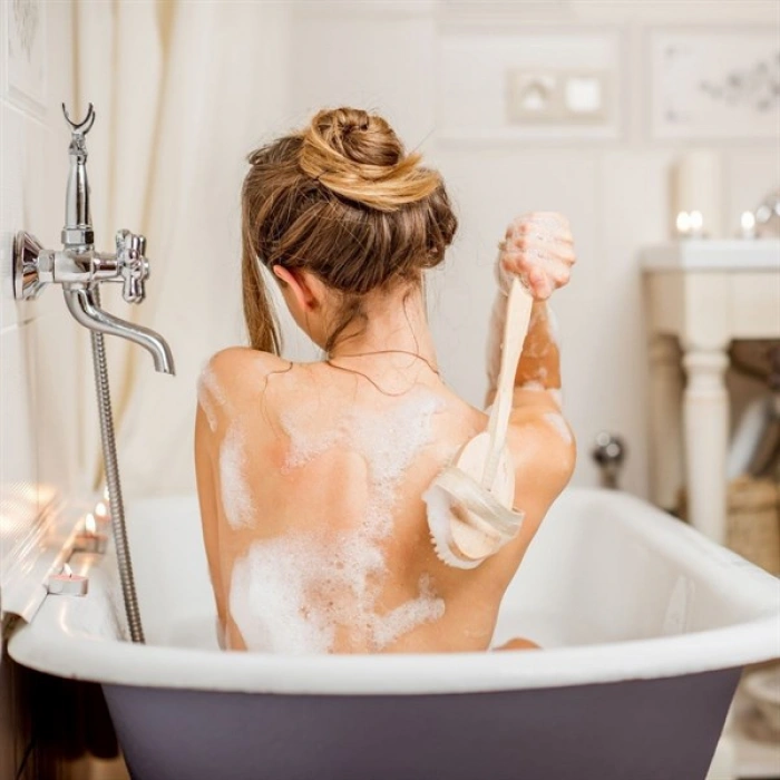 TUFEYO Doğal At Kılı Selülit Karşıtı Sapı Çıkabilen Ahşap Banyo Fırçası