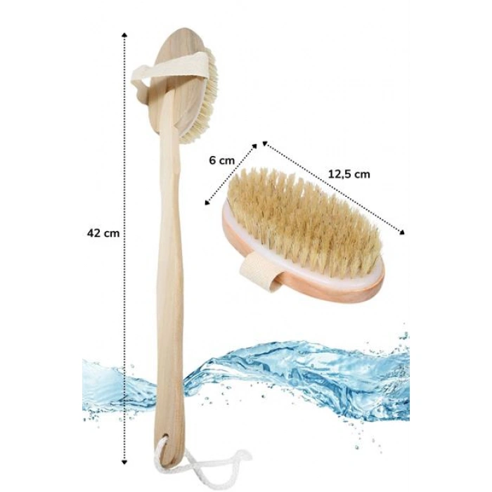 TUFEYO Doğal At Kılı Selülit Karşıtı Sapı Çıkabilen Ahşap Banyo Fırçası