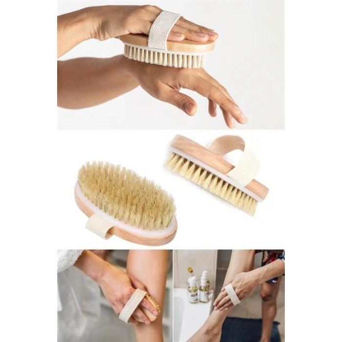 TUFEYO Doğal At Kılı Selülit Karşıtı Sapı Çıkabilen Ahşap Banyo Fırçası