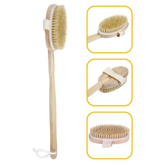 TUFEYO Doğal At Kılı Selülit Karşıtı Sapı Çıkabilen Ahşap Banyo Fırçası