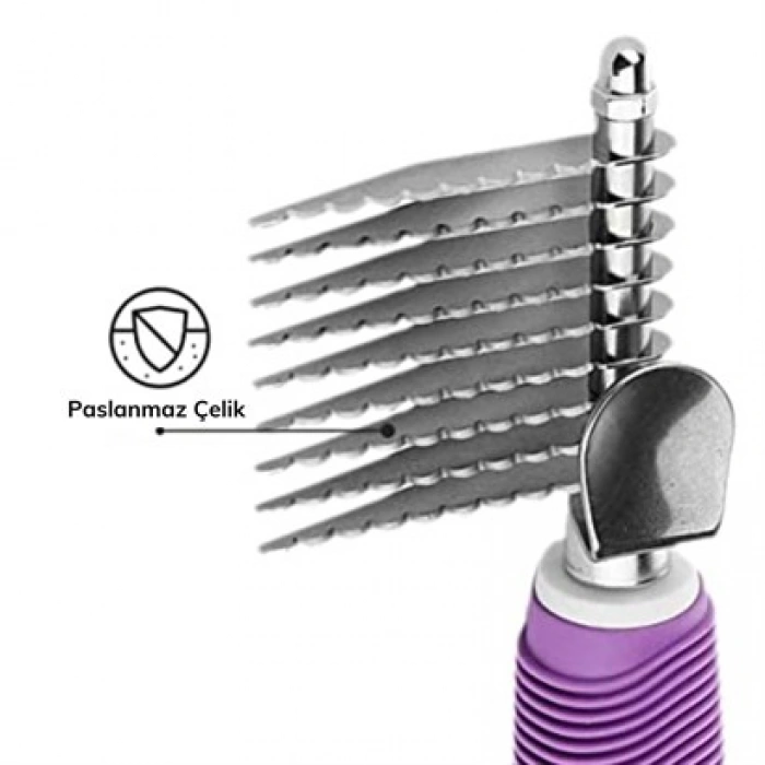 TUFEYO Düğüm Açıcı Pet Fırçası Emniyetli Uzun ve Çelik Dişli Kedi Köpek Tüy Kıtık Açma Tarağı