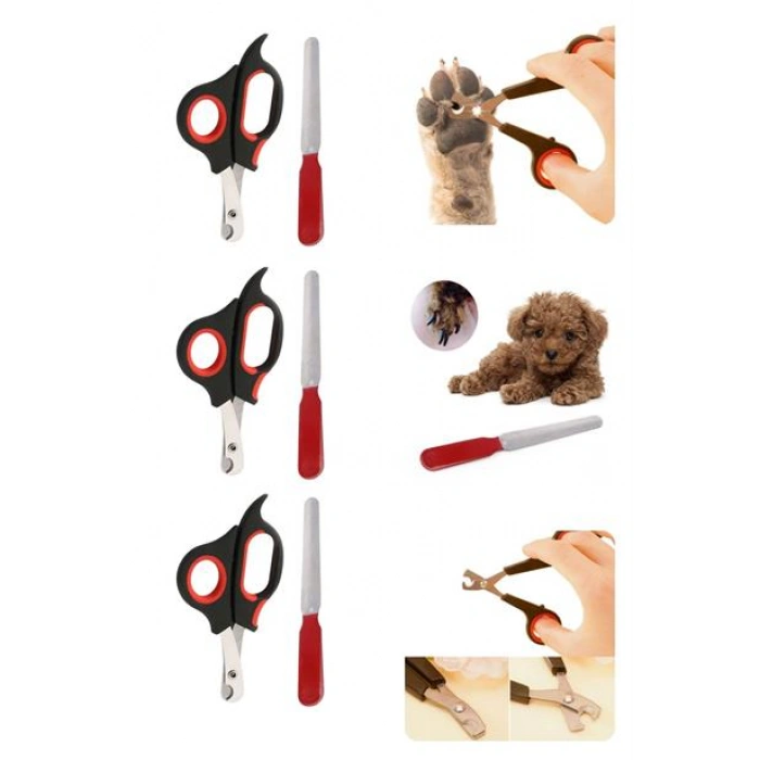 TUFEYO Evcil Hayvan Tırnak Makası Ve Törpü Seti Manikür Pedikür Pati Bakım Aleti Kaymaz Sap