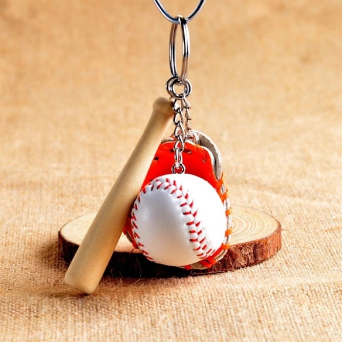 TUFEYO Gerçekçi Beyzbol Tasarımlı Şık Anahtarlık Kolye Çanta Süsü Baseball Keychain