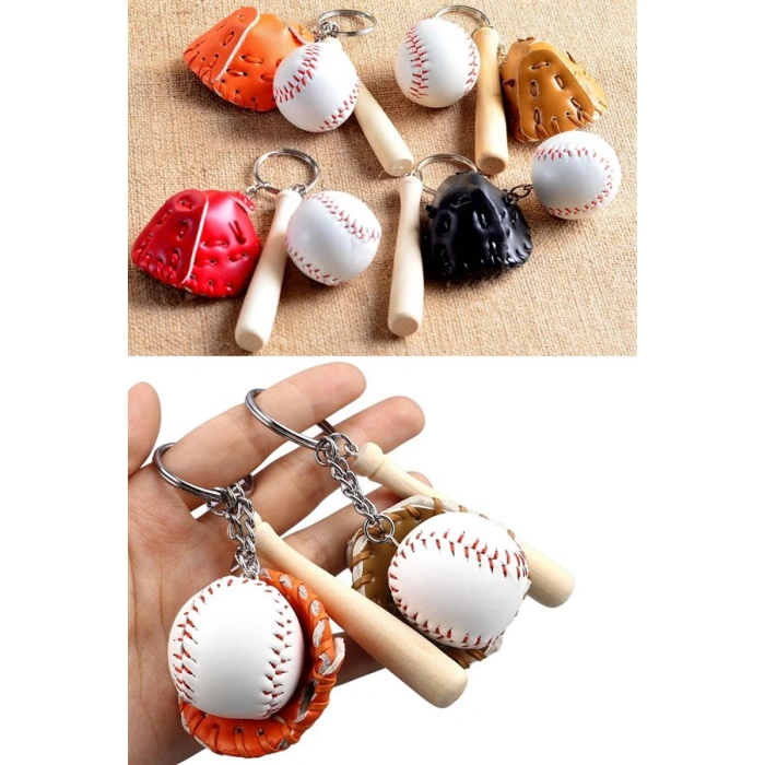 TUFEYO Gerçekçi Beyzbol Tasarımlı Şık Anahtarlık Kolye Çanta Süsü Baseball Keychain
