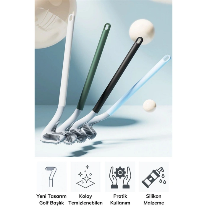 TUFEYO Golf Tasarımlı Silikon WC Klozet Mutfak Temizlik Fırçası Kanca Hediyeli