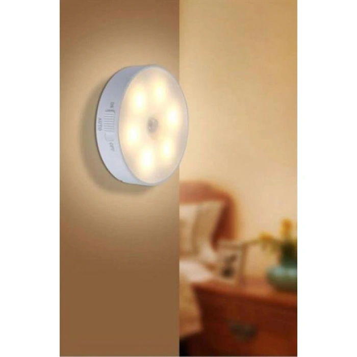 TUFEYO Hareket Sensörlü Usb Şarjlı Spot Lamba Mıknatıslı ve Yapışkanlı Gün Işığı Renk Led