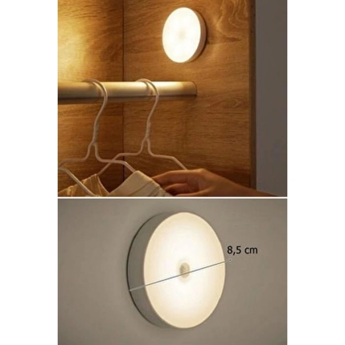 TUFEYO Hareket Sensörlü Usb Şarjlı Spot Lamba Mıknatıslı ve Yapışkanlı Gün Işığı Renk Led