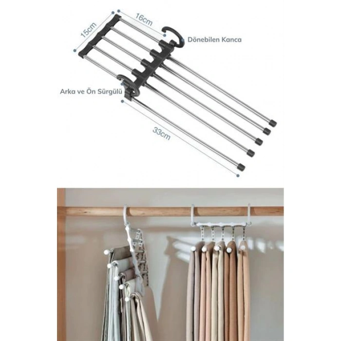 TUFEYO  Hareketli Dolap İçi Pantolon Kravat Şal Askı Sistemi Düzenleyici Katmanlı Askılık Organizer