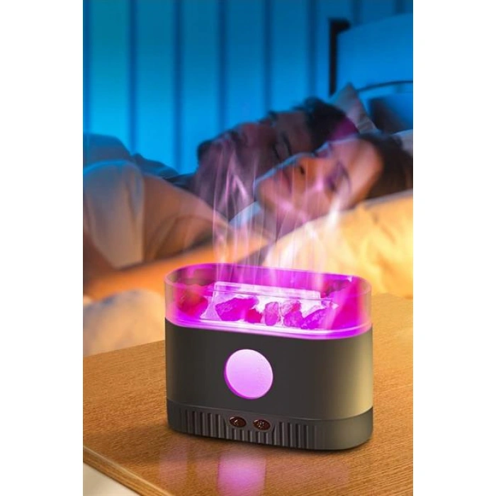 TUFEYO Himalaya Tuzlu Renkli Led Aydınlatmalı 200ml Hava Nemlendiricili Aromaterapi Difüzörü