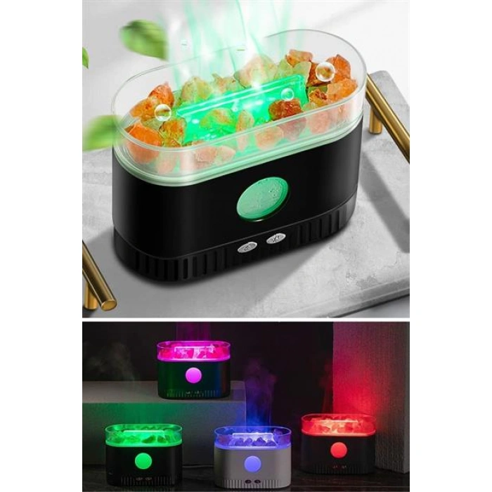 TUFEYO Himalaya Tuzlu Renkli Led Aydınlatmalı 200ml Hava Nemlendiricili Aromaterapi Difüzörü