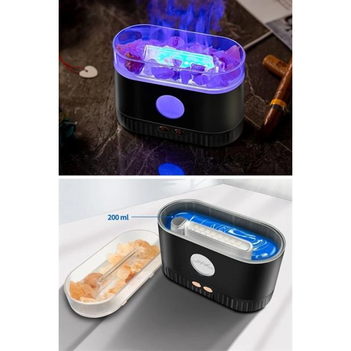 TUFEYO Himalaya Tuzlu Renkli Led Aydınlatmalı 200ml Hava Nemlendiricili Aromaterapi Difüzörü