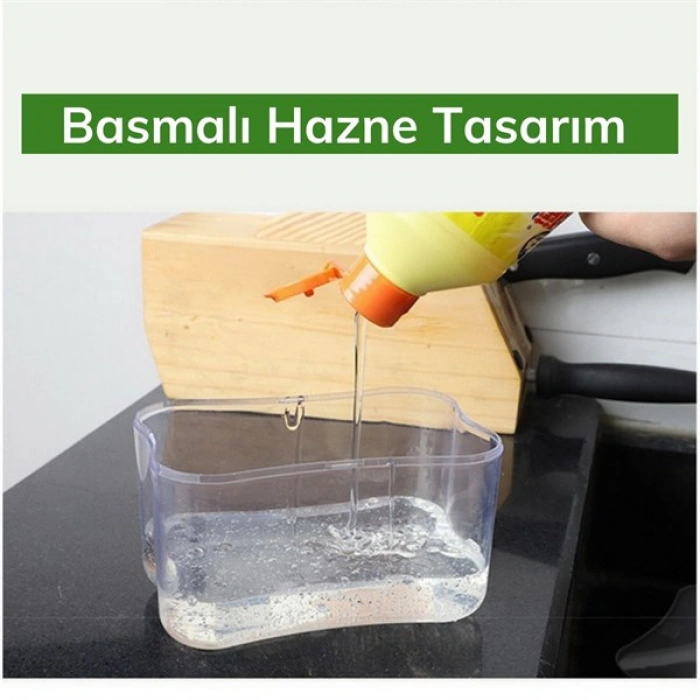 TUFEYO İkisi Bir Arada  Basmalı Pratik Sıvı Sabunluk Pompası ve Bulaşık Yıkama Süngeri Haznesi