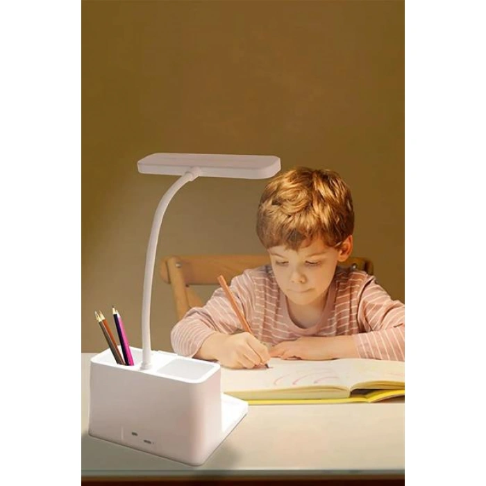 TUFEYO Kalemlikli USBli Dokunmatik 3 Kademeli 360 Derece Özel Göz Korumalı led Lityum Masa Lambası