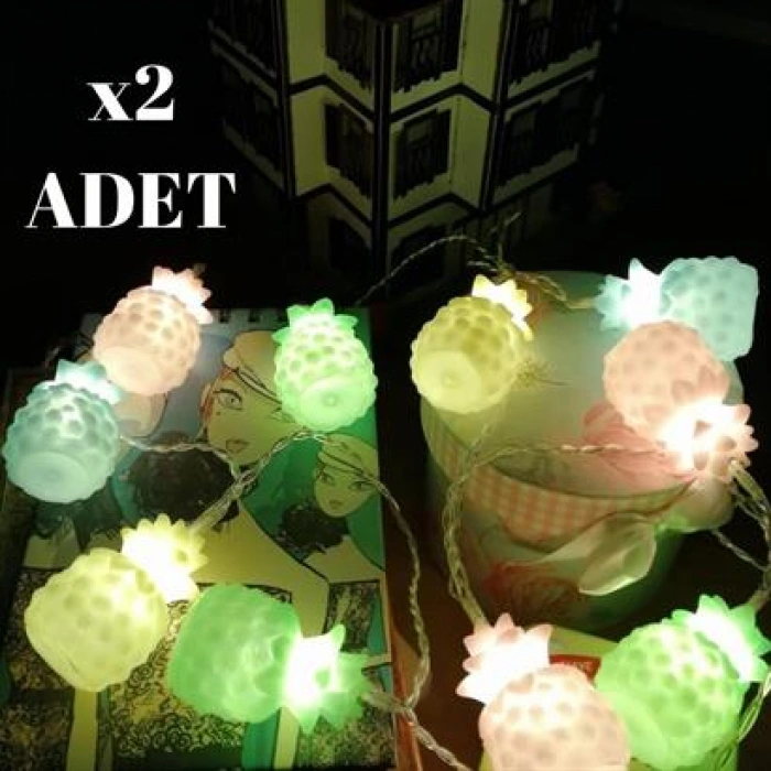 TUFEYO Karışık Renk Dekoratif Ananas Dolama 10’lu Şerit Led Işık Zinciri