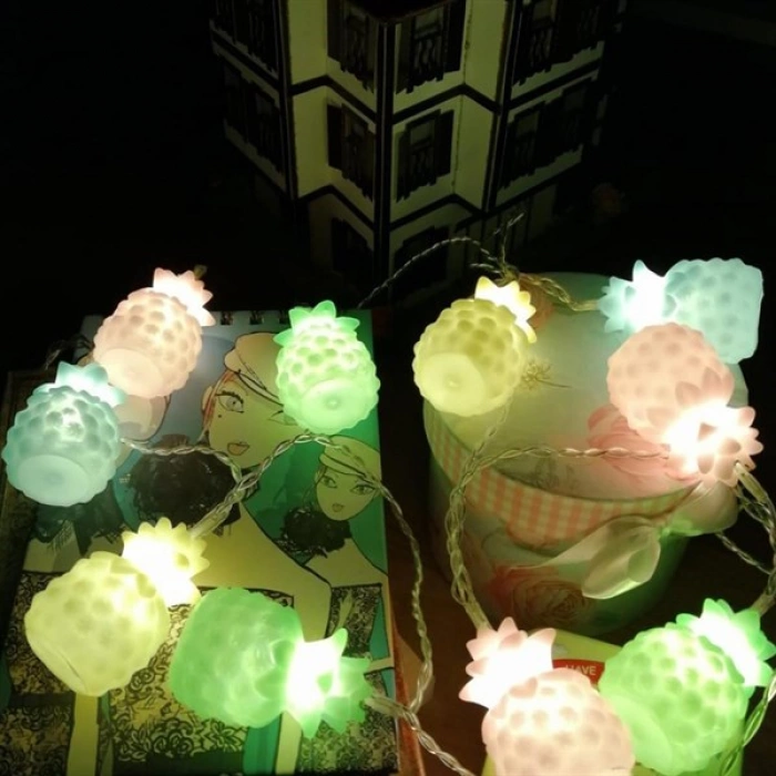 TUFEYO Karışık Renk Dekoratif Ananas Dolama 10’lu Şerit Led Işık Zinciri