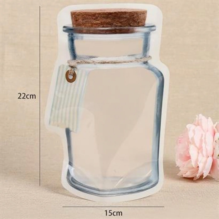 TUFEYO Kavanoz Görünümlü Kilitli Poşet Çıtçıtlı ve Pratik Torba 4 Adet