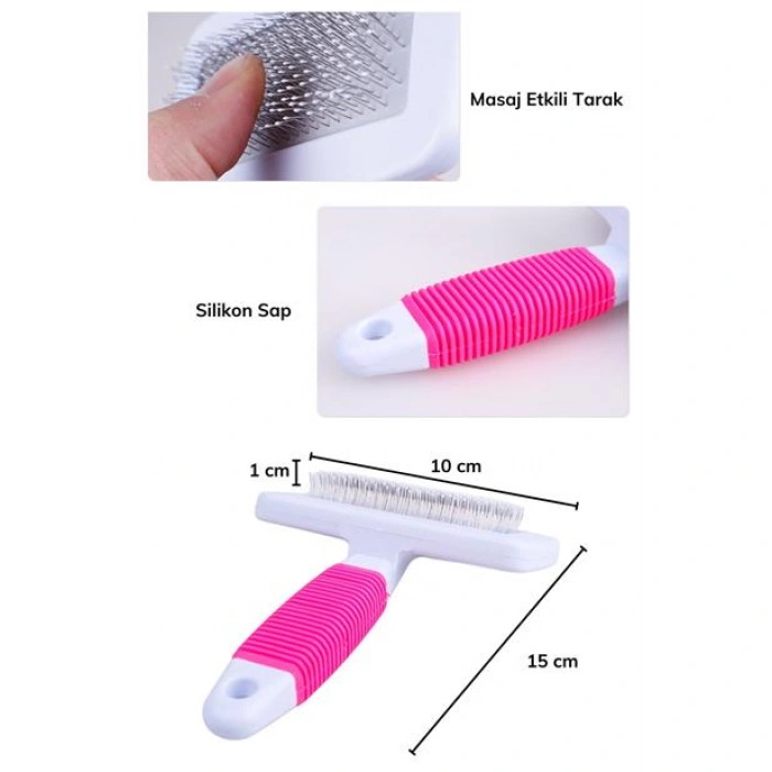 TUFEYO Kedi Köpek Telli Küçük Boy Tüy Bakım Seti Evcil Hayvan Tarama Fırçası