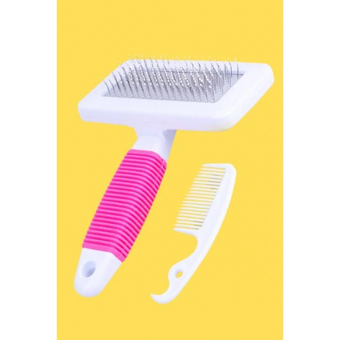 TUFEYO Kedi Köpek Telli Küçük Boy Tüy Bakım Seti Evcil Hayvan Tarama Fırçası