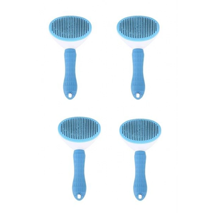 TUFEYO Kedi Köpek Tüy Toplayıcı Kendini Temizleyebilen Ergonomik Saplı Evcil Hayvan Tarağı Mavi