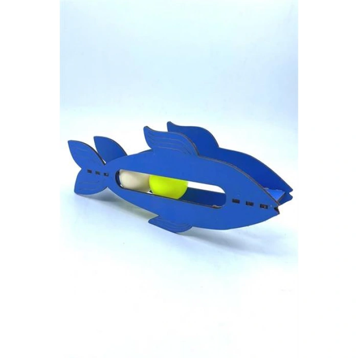 TUFEYO  Kediler İçin Ahşap 2 Toplu Eğimli  Sevimli Balık Şeklinde Eğitim Amaçlı Oyuncak