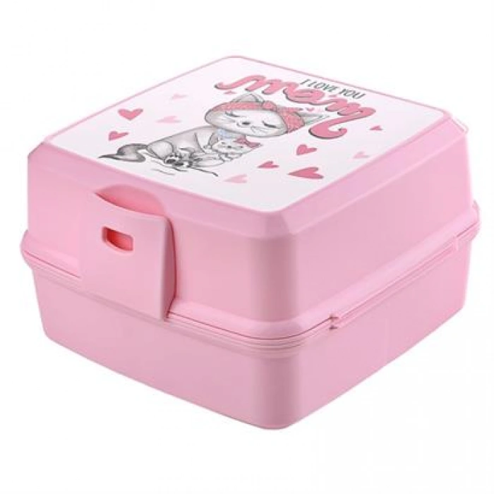 TUFEYO Kendiliğinden Kaşık Çatallı Beslenme Kutusu 4 Bölmeli Çocuk Beslenme Kabı Saklama Kutusu