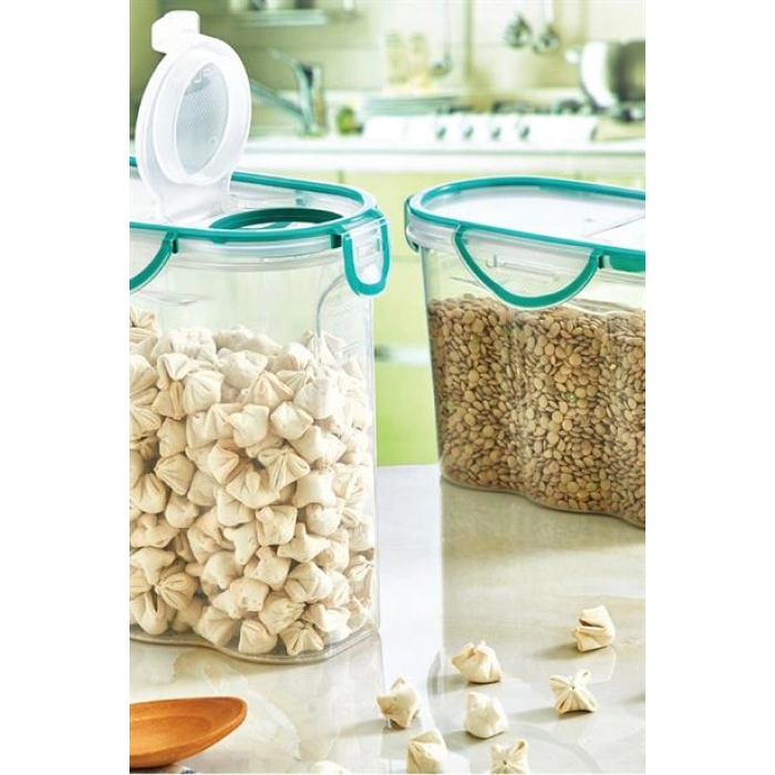 TUFEYO Kilitli Kapaklı Contalı Hava,Su Sıvı Geçirmez 1,2 Litre Erzak Saklama Kabı-SA580