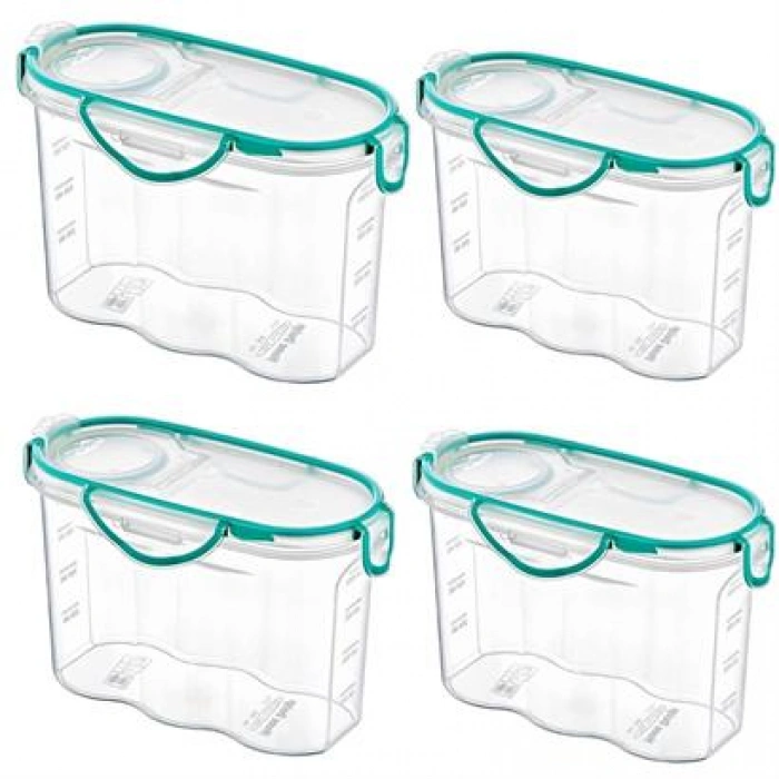 TUFEYO Kilitli Kapaklı Contalı Hava,Su Sıvı Geçirmez 1,2 Litre Erzak Saklama Kabı-SA580