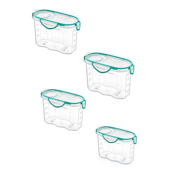 TUFEYO Kilitli Kapaklı Contalı Hava,Su Sıvı Geçirmez 1,2 Litre Erzak Saklama Kabı-SA580