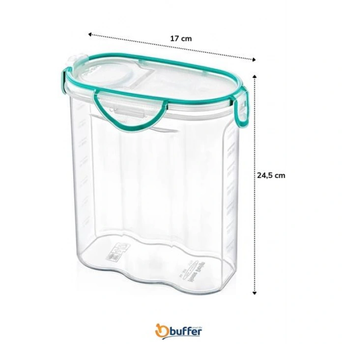 TUFEYO Kilitli Kapaklı Contalı Hava,Su Sıvı Geçirmez 2,4 Litre Erzak Saklama Kabı-SA590